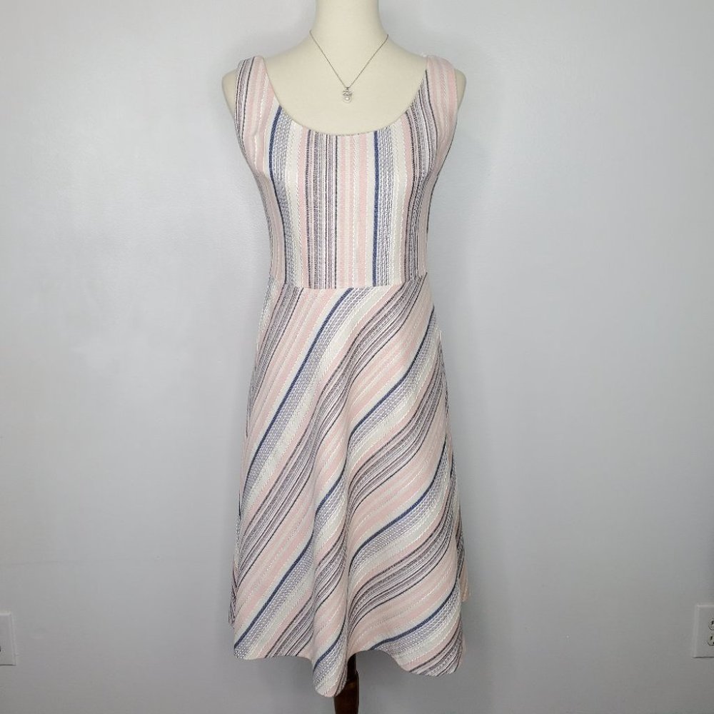 W by Worth Classic Timeless Woven Striped A-Line Career Professional Dress 4